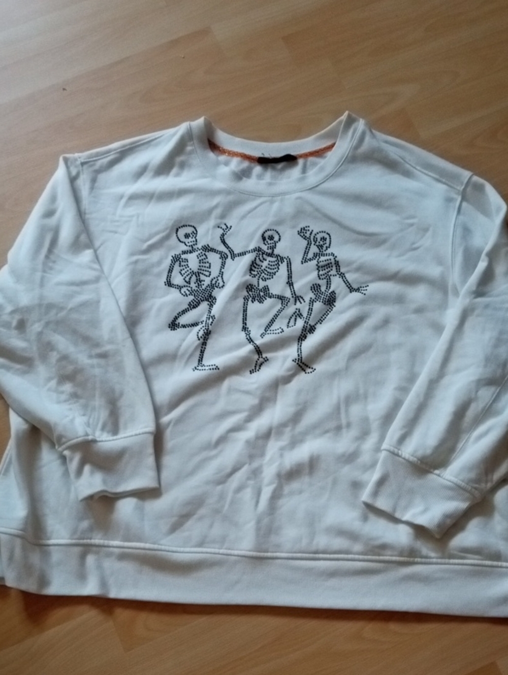 Jane and Delancey Cream Crewneck Sweatshirt with Dancing Skeletons